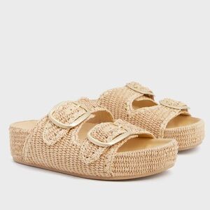 NWT Loeffler Randall Theo Natural Straw Footbed Sandal - Size 9